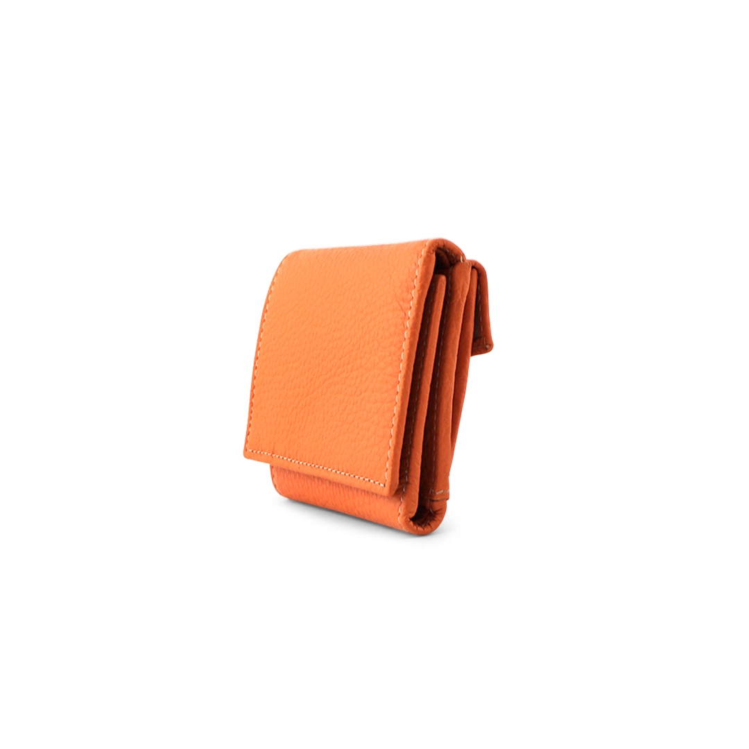Women’s Small Trifold Wallet in Orange - Sidedetail