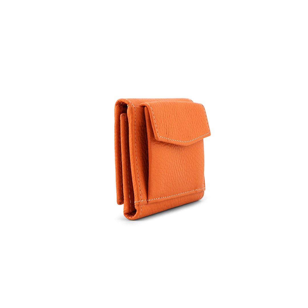 Women’s Small Trifold Wallet in Orange - Side 2 detail