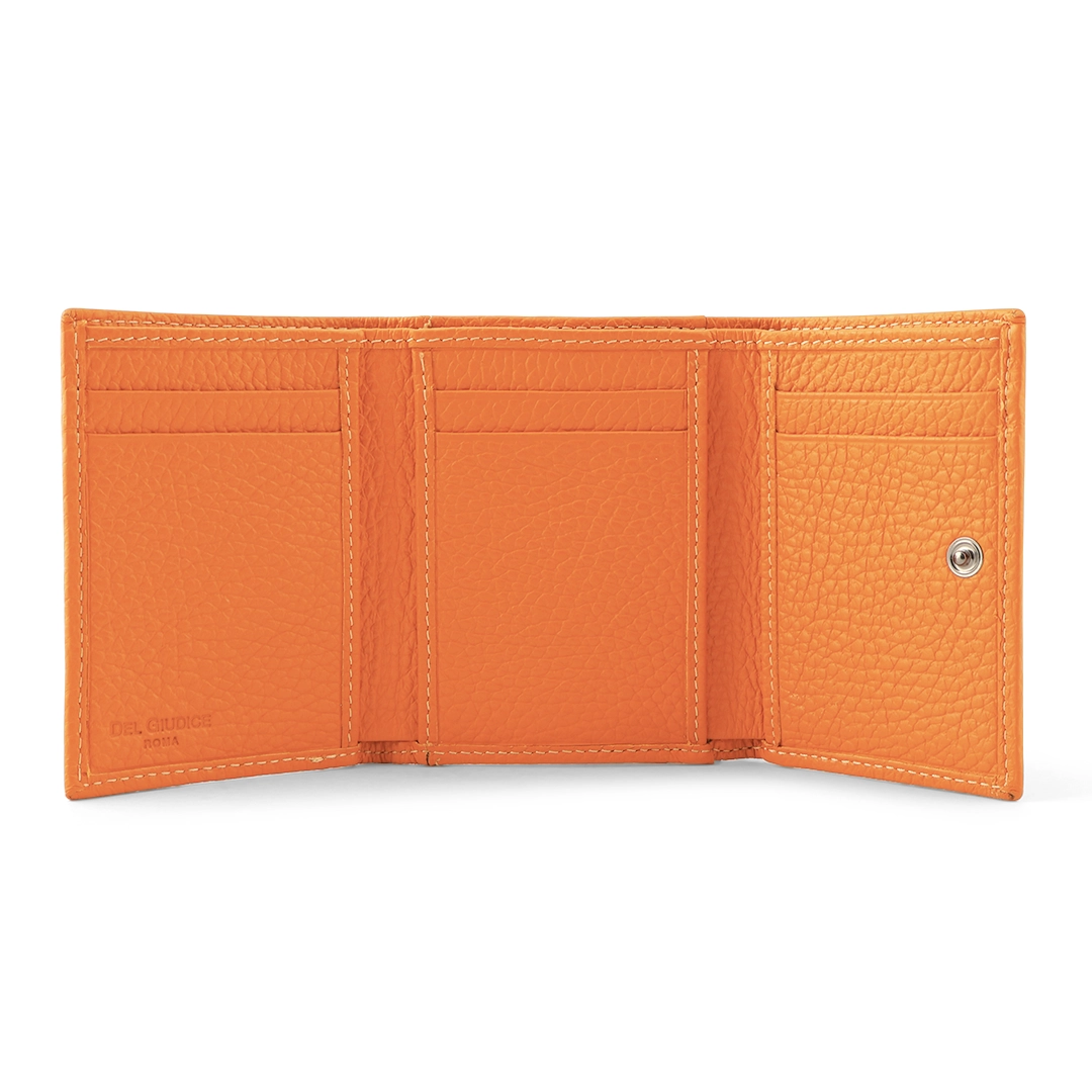 Women’s Small Trifold Wallet in Orange - Inside detail